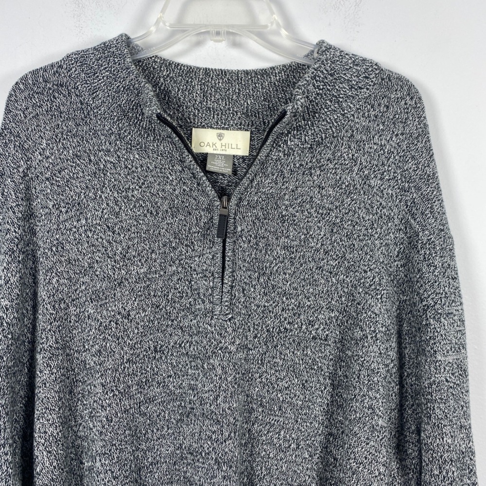 Oak Hill 1/4 Zip Sweater Men's Size 2XL Grey Marled Cotton Pullover Golf Casual‎